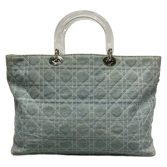 Auth DIOR/ChristianDior Lady Dior Light Blue Denim Tote Bag - Picture 2 of 16